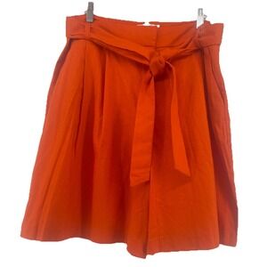 ASOS Design Orange Mom Shorts Women's 14 High Waist Cotton Linen Old Money Vacay